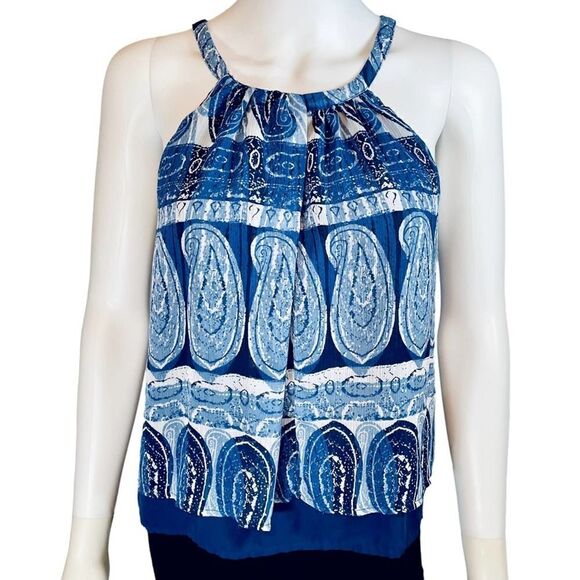 Sugarlips Paisley Print Halter Blouse Blue - Picture 11 of 11